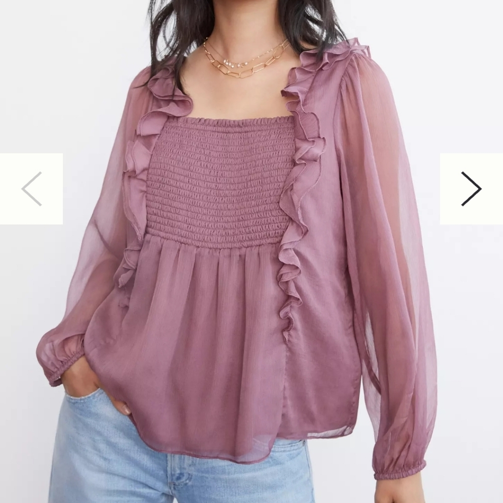 Anthro Sunday In Brooklyn Carmela Smocked Blouse Size XL NWT